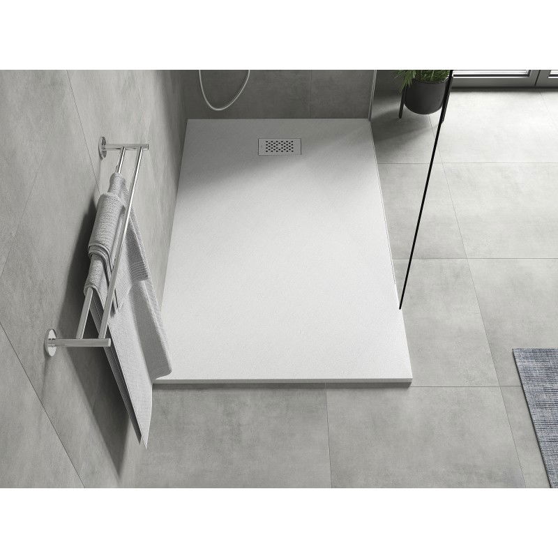 Mexen Hugo rechteckige Duschwanne SMC 160 x 70 cm, weiß, Abdeckung Inox - 42107016-X