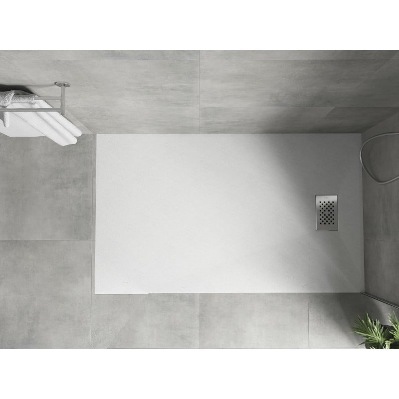 Mexen Hugo rechthoekige SMC douchebak 160 x 80 cm, wit, inox afdekking - 42108016-X