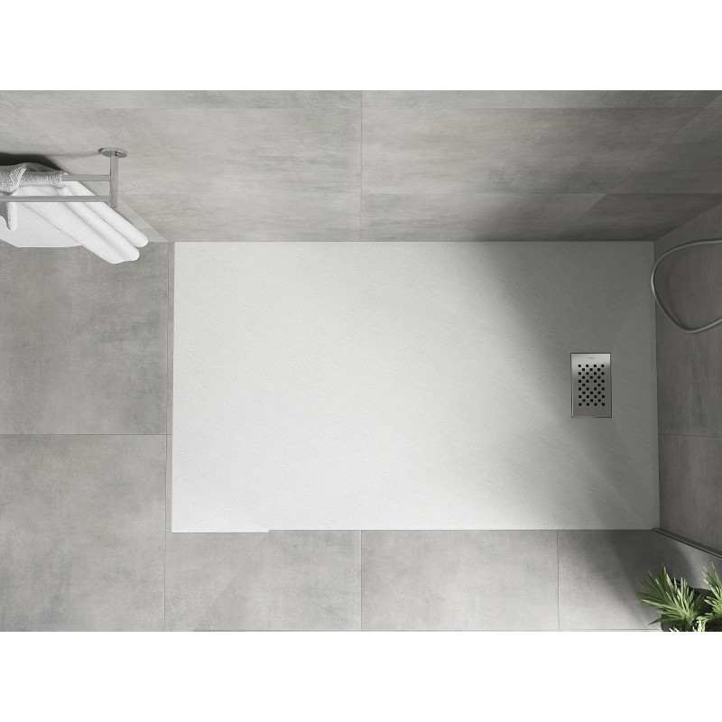 Mexen Hugo rectangular SMC shower tray 160 x 80 cm, white, inox cover - 42108016-X
