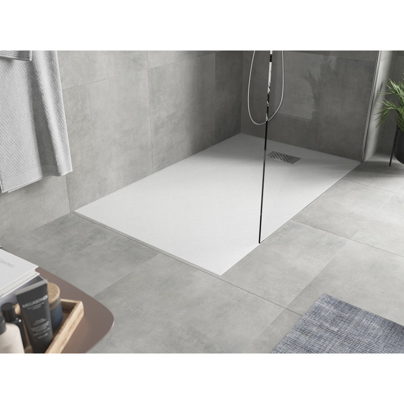 Mexen Hugo rectangular SMC shower tray 160 x 80 cm, white, inox cover - 42108016-X