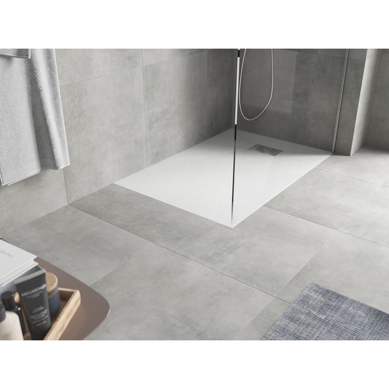 Mexen Hugo pravokutna tuš kada SMC 130 x 80 cm, bijela, inox maskirna ploča - 42108013-X