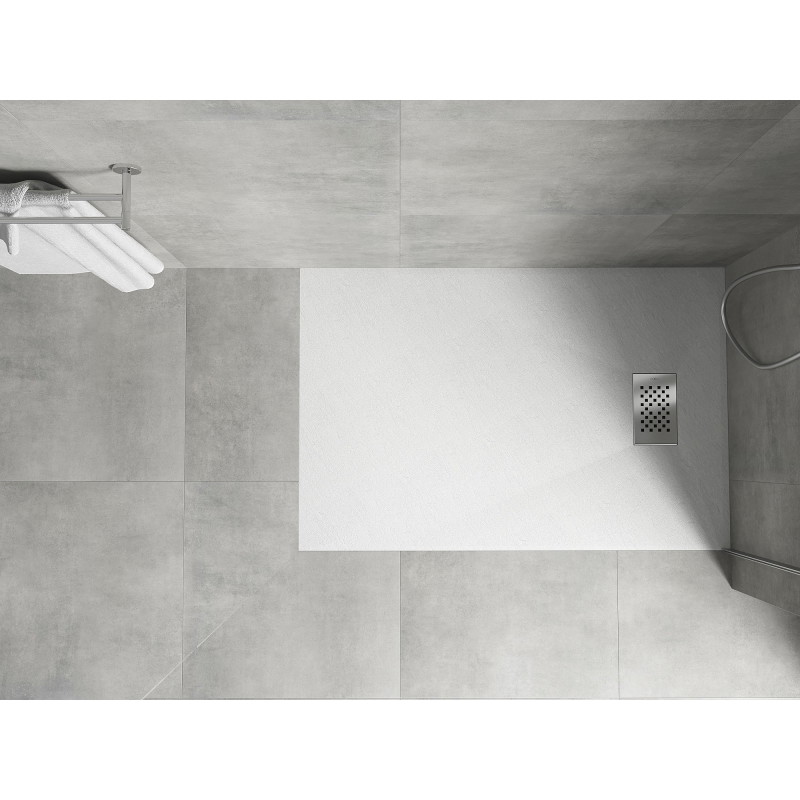 Mexen Hugo pravokutna tuš kada SMC 130 x 80 cm, bijela, inox maskirna ploča - 42108013-X