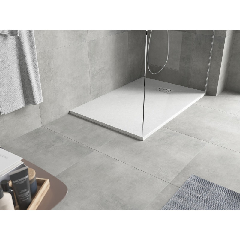 Mexen Hugo pravokutna tuš kada SMC 130 x 80 cm, bijela, inox maskirna ploča - 42108013-X