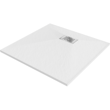 Mexen Hugo brodzik kwadratowy SMC 80 x 80 cm, biały, maskownica inox - 42108080-X