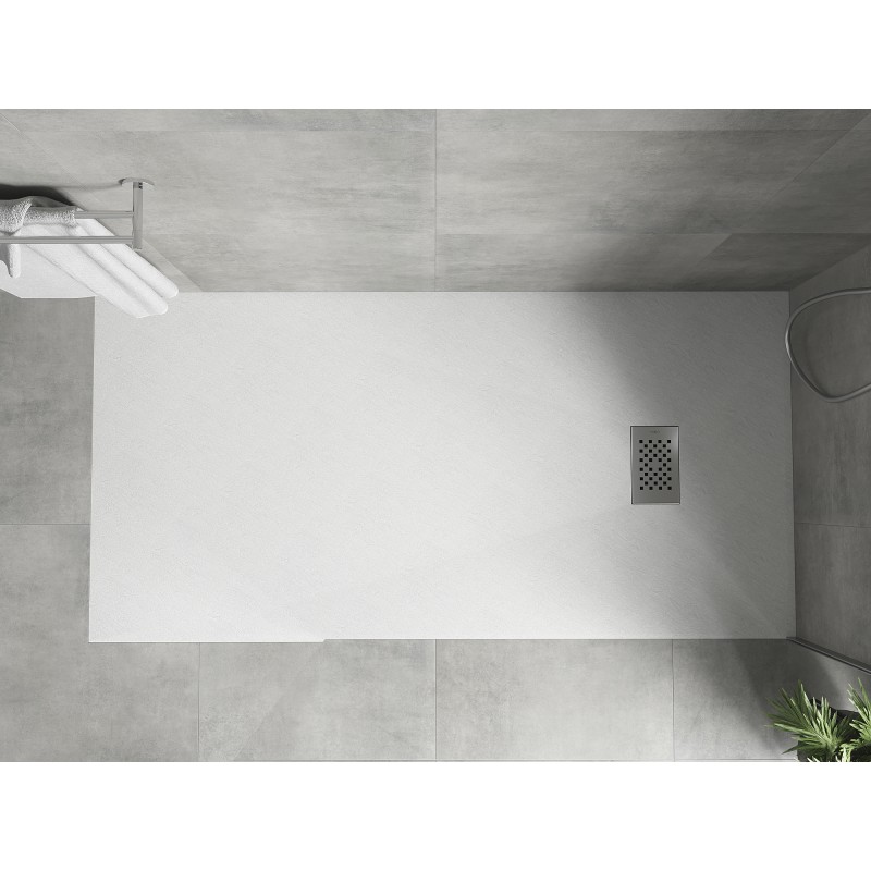 Mexen Hugo brodzik prostokątny SMC 170 x 80 cm, biały, maskownica inox - 42108017-X