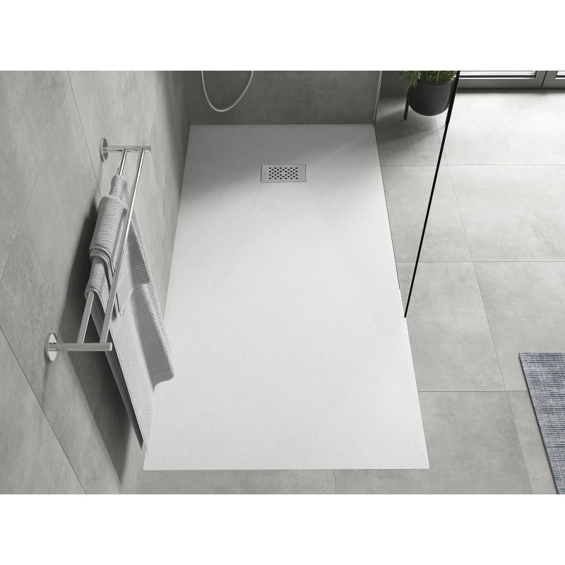 Mexen Hugo plato de ducha rectangular SMC 180 x 80 cm, blanco, cubierta inox - 42108018-X