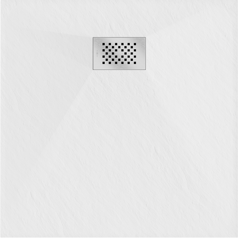 Mexen Hugo piatto doccia quadrato SMC 90 x 90 cm, bianco, copertura inox - 42109090-X