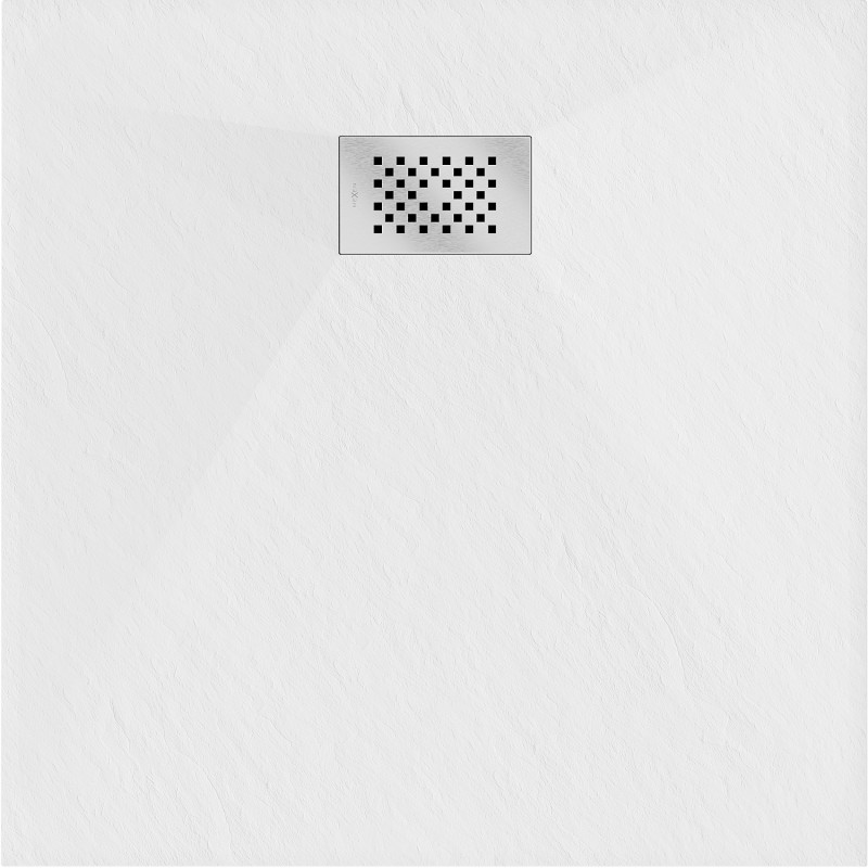 Mexen Hugo Quadratische Duschwanne SMC 90 x 90 cm, weiß, Abdeckung aus Inox - 42109090-X