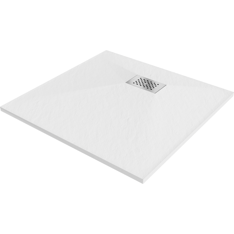Mexen Hugo brodzik kwadratowy SMC 90 x 90 cm, biały, maskownica inox - 42109090-X
