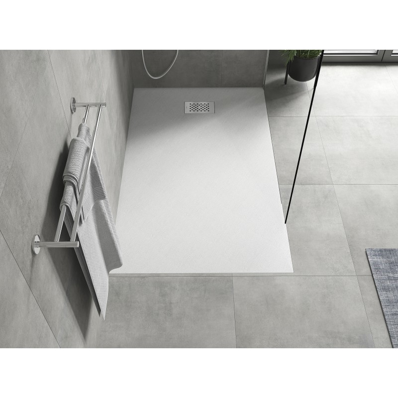 Mexen Hugo brodzik prostokątny SMC 160 x 90 cm, biały, maskownica inox - 42109016-X
