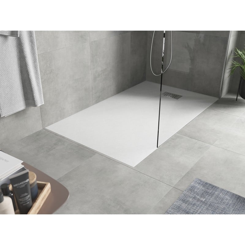 Mexen Hugo receveur de douche rectangulaire SMC 160 x 90 cm, blanc, cache inox - 42109016-X
