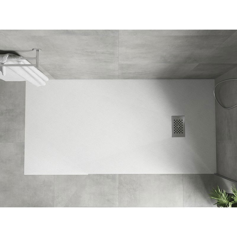 Mexen Hugo plato de ducha rectangular SMC 170 x 90 cm, blanco, cubierta inox - 42109017-X