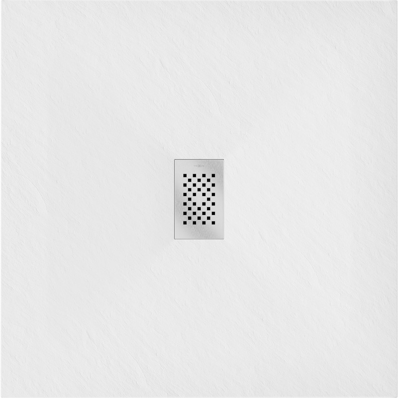 Mexen Hugo plato de ducha cuadrado SMC 100 x 100 cm, blanco, rejilla inox - 42101010-X