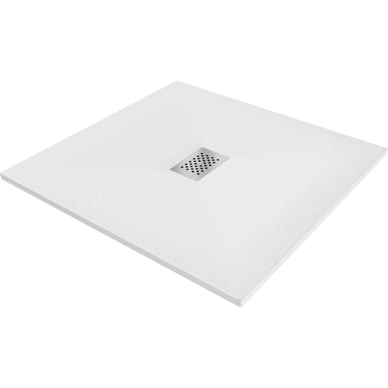 Mexen Hugo vierkante douchebak SMC 100 x 100 cm, wit, inox afdekking - 42101010-X