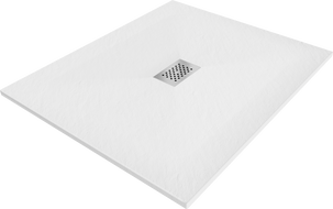 Mexen Hugo receveur rectangulaire SMC 110 x 100 cm, blanc, cache inox - 42101011-X