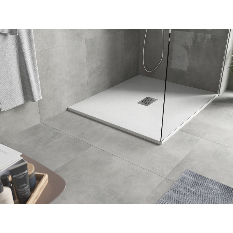 Mexen Hugo rectangular shower tray SMC 130 x 100 cm, white, inox cover - 42101013-X