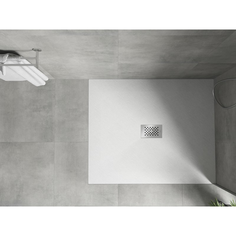 Mexen Hugo brodzik prostokątny SMC 140 x 100 cm, biały, maskownica inox - 42101014-X