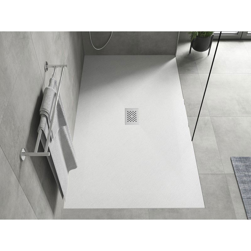 Mexen Hugo receveur de douche rectangulaire SMC 160 x 100 cm, blanc, cache inox - 42101016-X