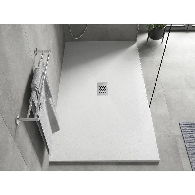 Mexen Hugo piatto doccia rettangolare SMC 160 x 100 cm, bianco, copertura inox - 42101016-X