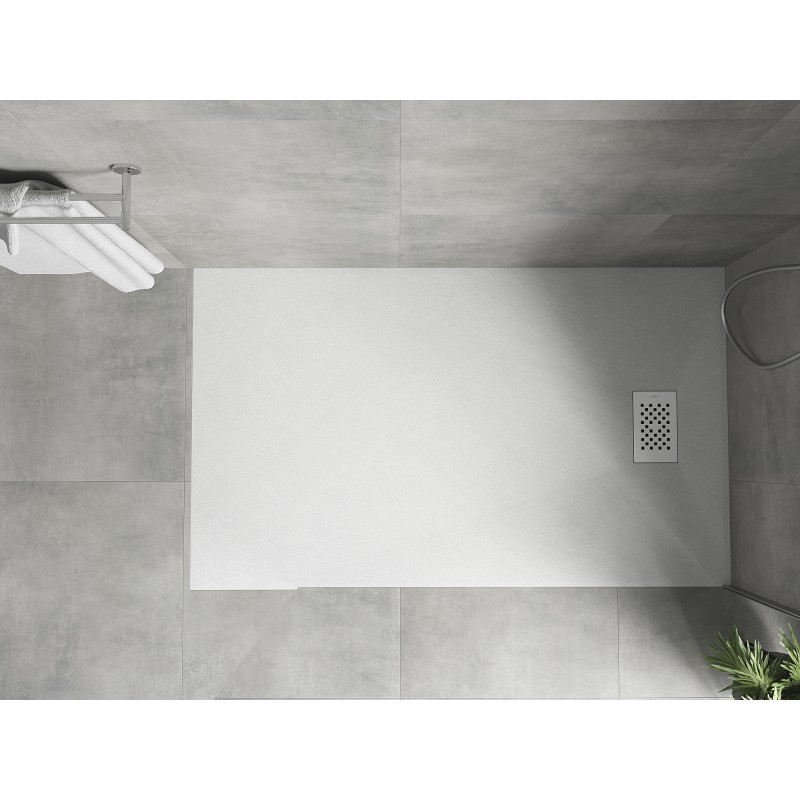 Mexen Hugo brodzik prostokątny SMC 140 x 70 cm, biały, maskownica biała - 42107014-W