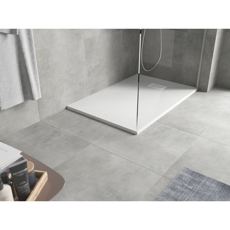 Mexen Hugo plato de ducha rectangular SMC 110 x 80 cm, blanco, cubrecaño blanco - 42108011-W