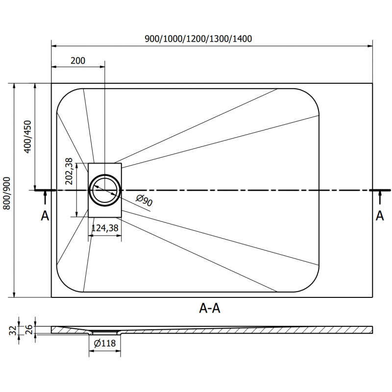 Mexen Hugo base de duche retangular SMC 120 x 80 cm, branco, grelha branca - 42108012-W