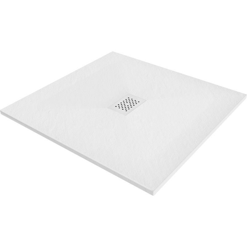 Mexen Hugo brodzik kwadratowy SMC 100 x 100 cm, biały, maskownica biała - 42101010-W