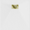 Mexen Hugo square shower tray SMC 70 x 70 cm, white, gold cover - 42107070-G