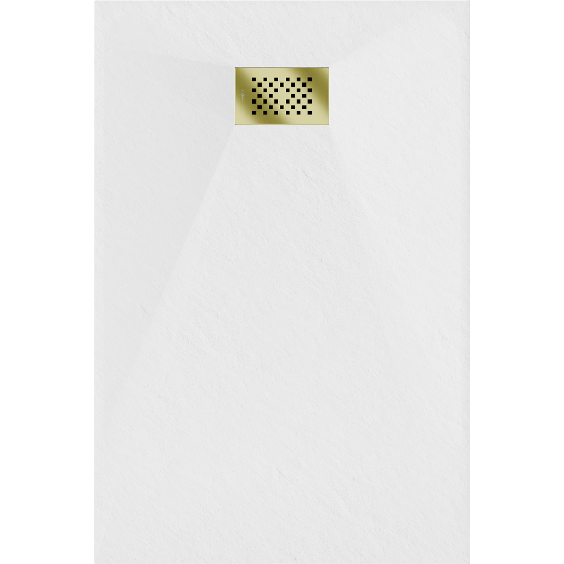Mexen Hugo brodzik prostokątny SMC 100 x 70 cm, biały, maskownica złota - 42107010-G