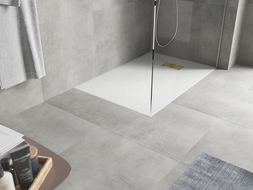 Mexen Hugo receveur rectangulaire SMC 130 x 70 cm, blanc, cache-douche doré - 42107013-G