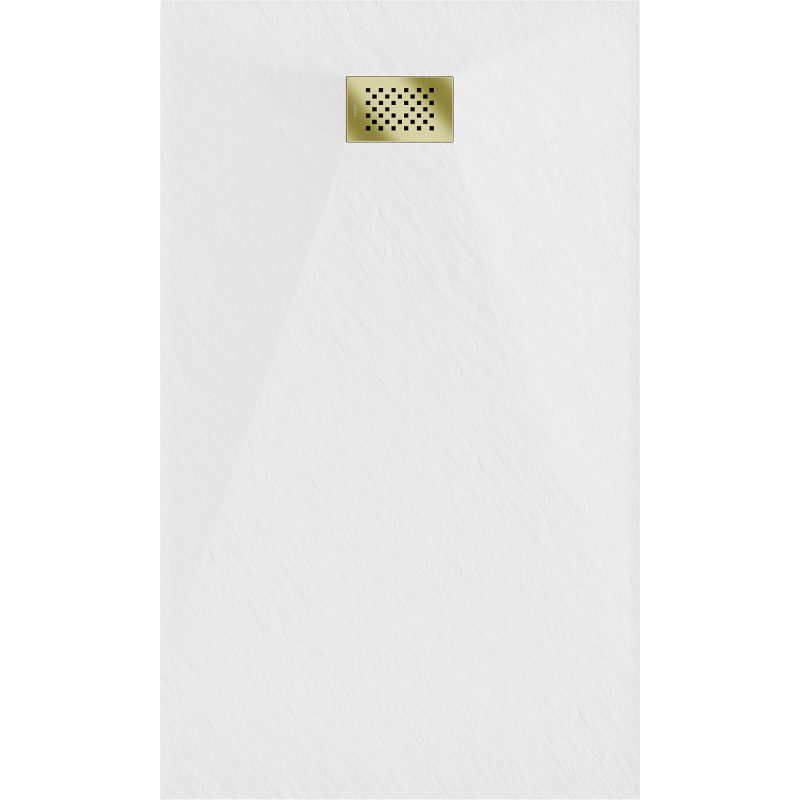 Mexen Hugo brodzik prostokątny SMC 140 x 70 cm, biały, maskownica złota - 42107014-G