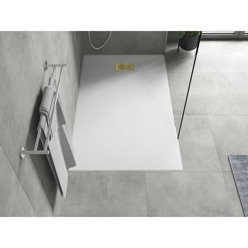 Mexen Hugo SMC Rectangular Shower Tray 150 x 70 cm, White, Gold Cover - 42107015-G