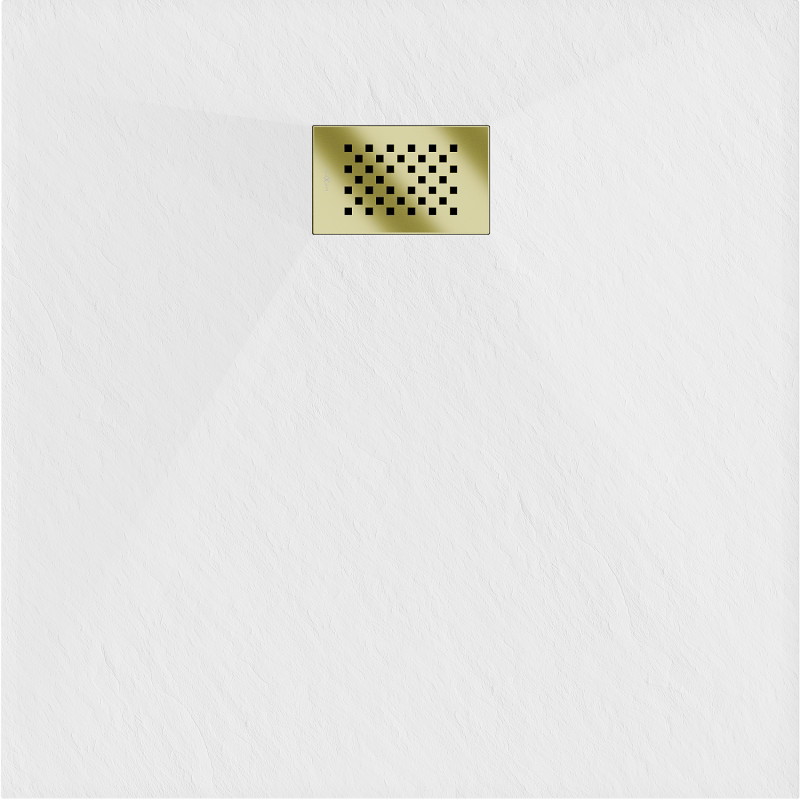 Mexen Hugo receveur de douche carré SMC 80 x 80 cm, blanc, cache doré - 42108080-G