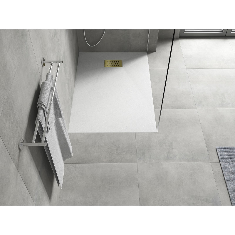 Mexen Hugo rectangular SMC shower tray 120 x 80 cm, white, gold cover - 42108012-G