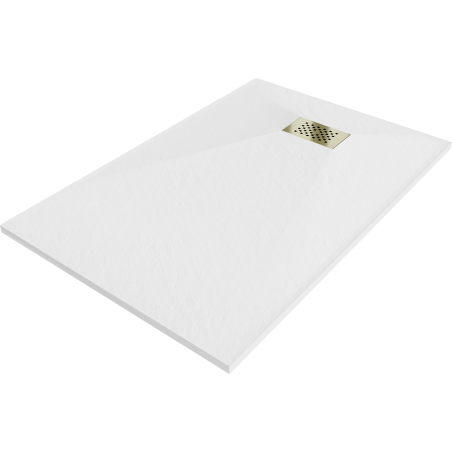 Mexen Hugo rechteckige Duschwanne SMC 100 x 80 cm, weiß, goldene Abdeckung - 42108010-G
