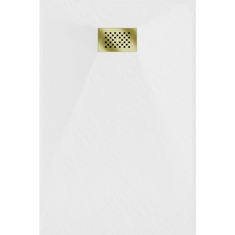 Mexen Hugo rectangular SMC shower tray 120 x 80 cm, white, gold cover - 42108012-G