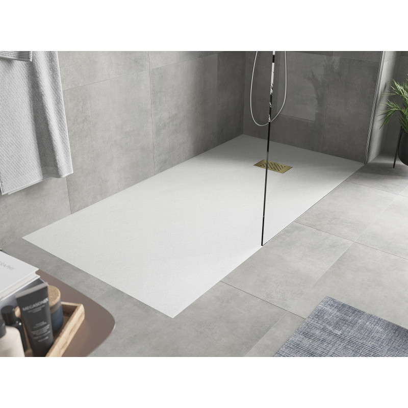 Mexen Hugo ristkülikukujuline SMC dušialus 180 x 80 cm, valge, kuldne kate - 42108018-G