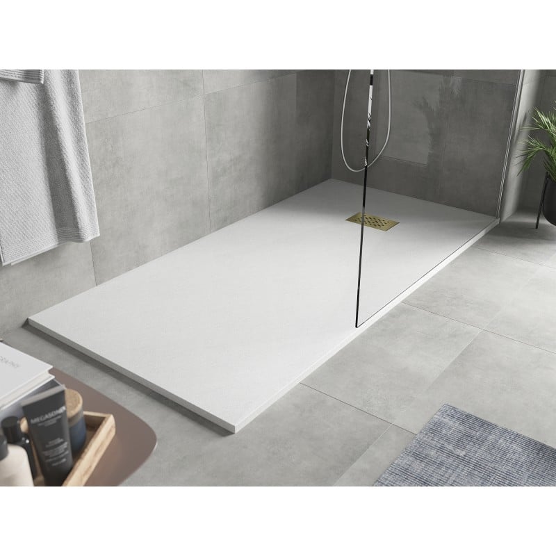 Mexen Hugo brodzik prostokątny SMC 170 x 80 cm, biały, maskownica złota - 42108017-G