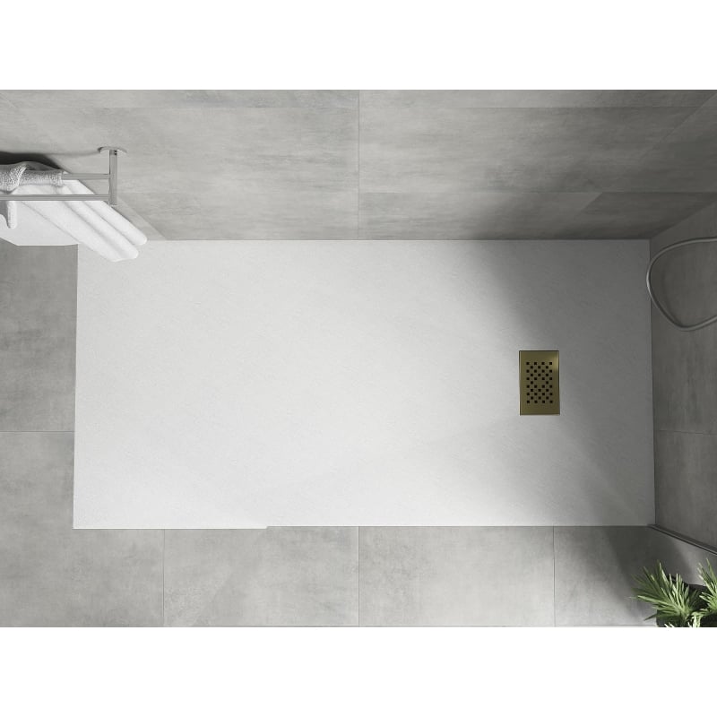 Mexen Hugo ristkülikukujuline SMC dušialus 180 x 80 cm, valge, kuldne kate - 42108018-G