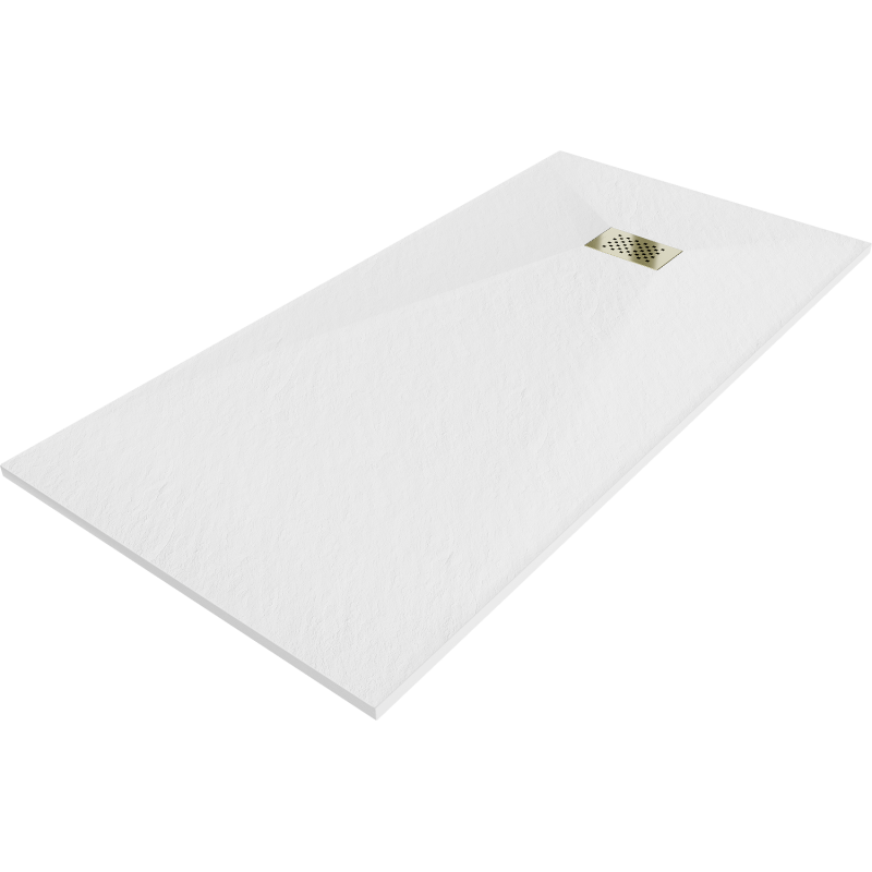 Mexen Hugo brodzik prostokątny SMC 170 x 80 cm, biały, maskownica złota - 42108017-G