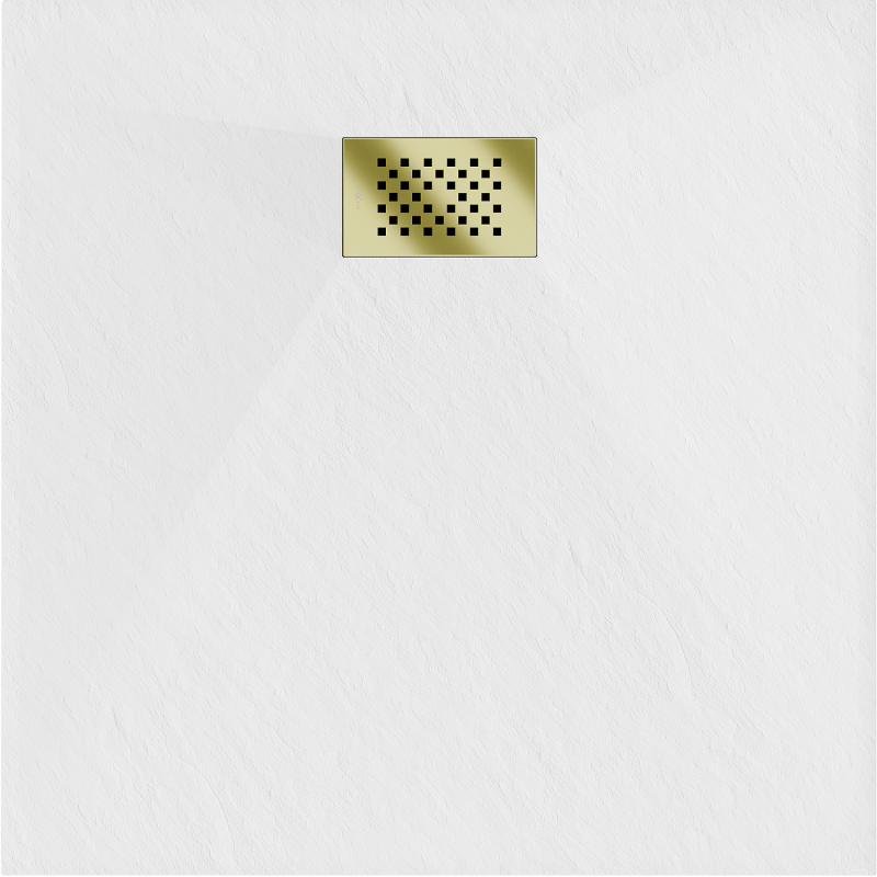 Mexen Hugo quadratische Duschwanne SMC 90 x 90 cm, weiß, goldene Abdeckung - 42109090-G