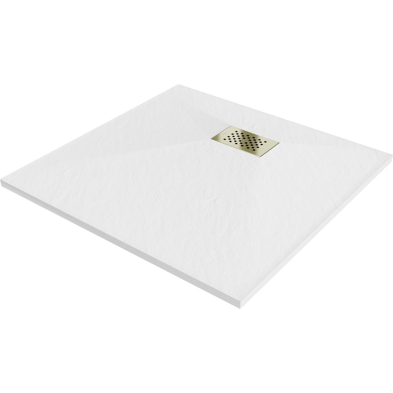 Mexen Hugo SMC vierkante douchebak 90 x 90 cm, wit, gouden afdekplaat - 42109090-G