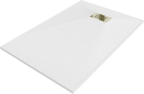 Mexen Hugo brodzik prostokątny SMC 100 x 90 cm, biały, maskownica złota - 42109010-G