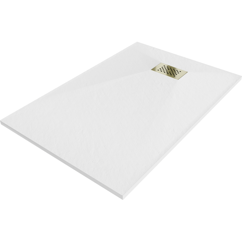Mexen Hugo plato de ducha rectangular SMC 110 x 90 cm, blanco, cubierta dorada - 42109011-G