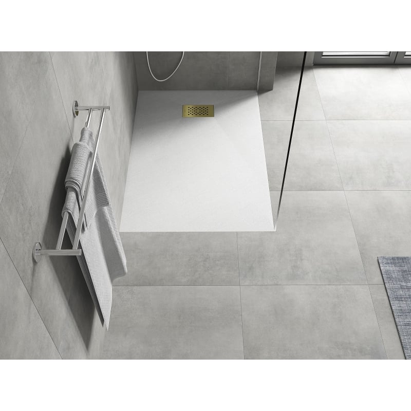 Mexen Hugo SMC-Rechteck-Duschwanne 120 x 90 cm, weiß, mit goldener Abdeckung - 42109012-G