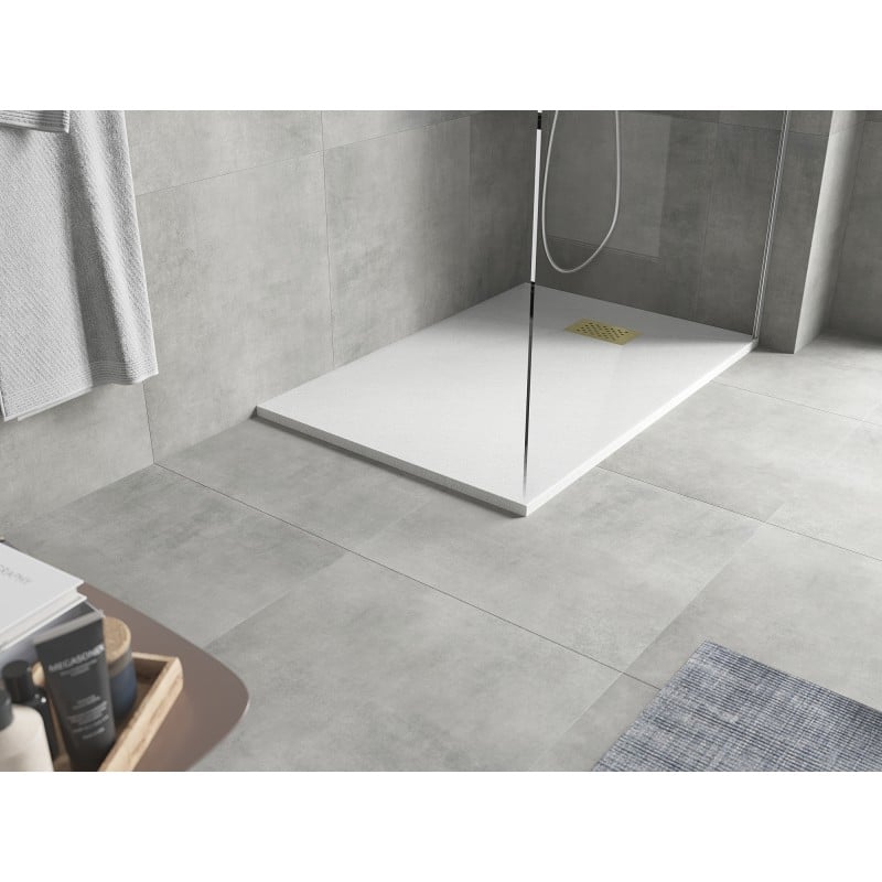 Mexen Hugo rectangular shower tray SMC 120 x 90 cm, white, gold cover - 42109012-G