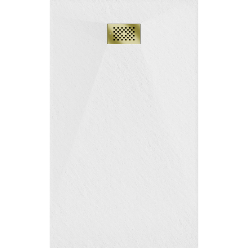 Mexen Hugo rectangular SMC shower tray 140 x 90 cm, white, gold cover - 42109014-G