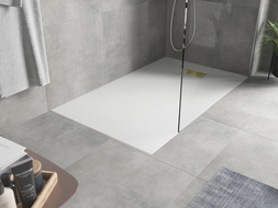 Mexen Hugo rectangular SMC shower tray 140 x 90 cm, white, gold cover - 42109014-G