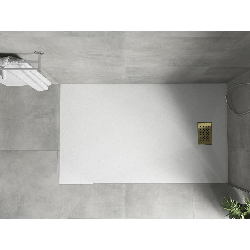 Mexen Hugo ristkülikukujuline SMC dušialus 160 x 90 cm, valge, kuldne kate - 42109016-G