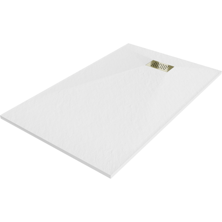 Mexen Hugo plato de ducha rectangular SMC 150 x 90 cm, blanco, cubierta dorada - 42109015-G